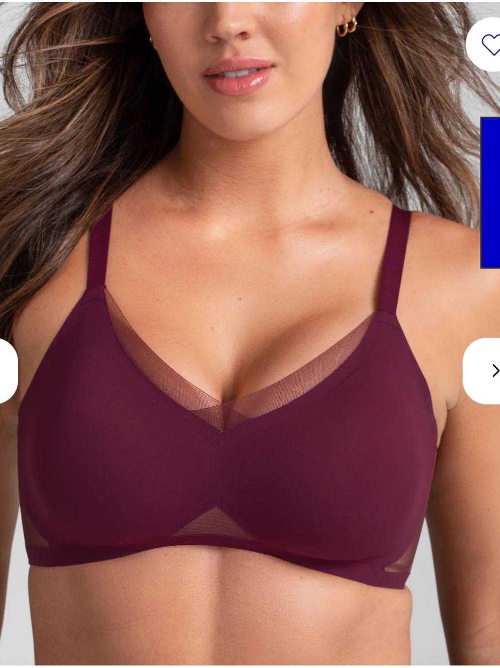 HoneyLove Crossover Bra Fig Mesh Wireless Size XL 38D/DD